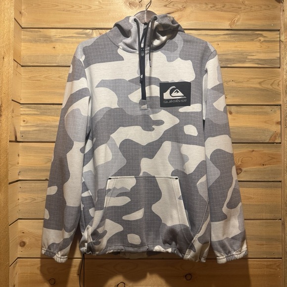 Quiksilver Other - QUIKSILVER Shredder Men's Water Resistant Hoodie White Camo Size Medium